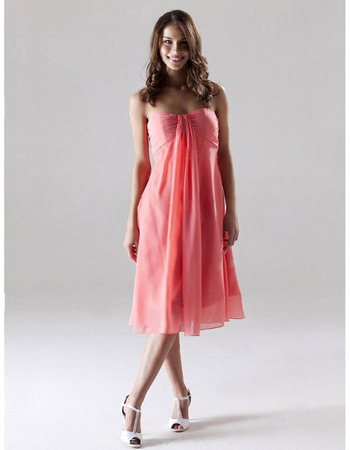 Sexy Strapless Chiffon Knee Length Summer Beach Bridesmaid Dresses