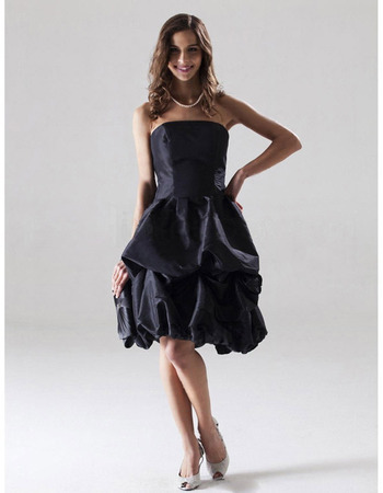 Ball Gown Black Strapless Short Bridesmaid/ Wedding Party Dresses