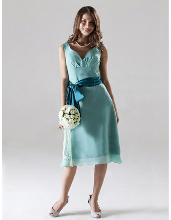 Custom Chiffon Sweetheart Knee Length Bridesmaid Dresses with Sashes