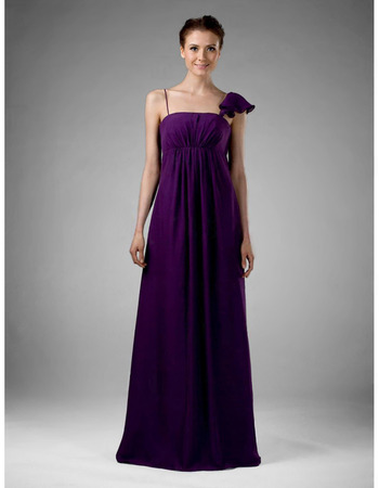 Empire Spaghetti Straps Asymmetric Long Chiffon Bridesmaid Dresses