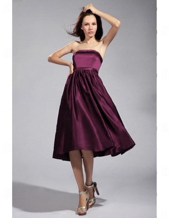 Discount Strapless Knee-Length Satin Bridesmaid/ Wedding Party Dresses