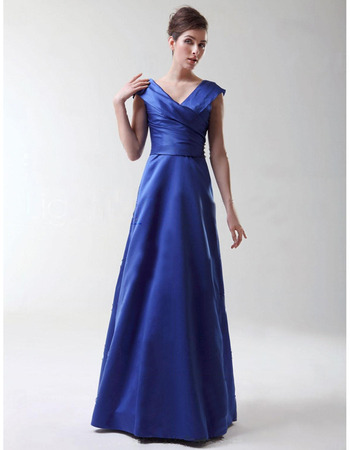 A-Line V-Neck Floor-Length Satin Bridesmaid Dresses for Winter Wedding