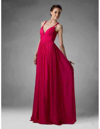 Sexy Spaghetti Straps Sweetheart Long Chiffon Bridesmaid Dresses