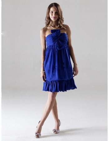 Empire Strapless Knee Length Chiffon Bridesmaid/ Wedding Party Dresses