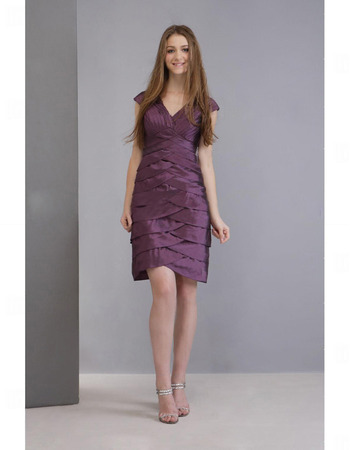 A-Line V-Neck Knee-Length Taffeta Homecoming/ Cocktail Dresses