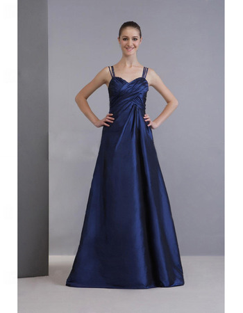 Spaghetti Straps Long Taffeta Bridesmaid Dresses for Winter Wedding