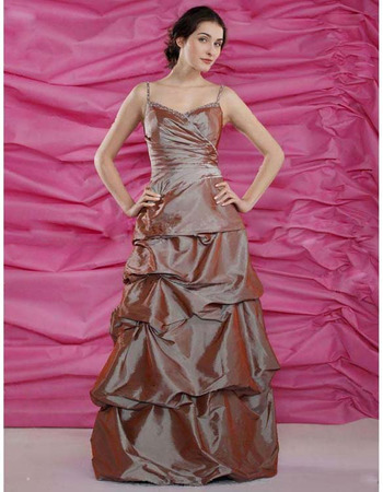 Ball Gown Spaghetti Straps Floor-Length Taffeta Bridesmaid Dresses