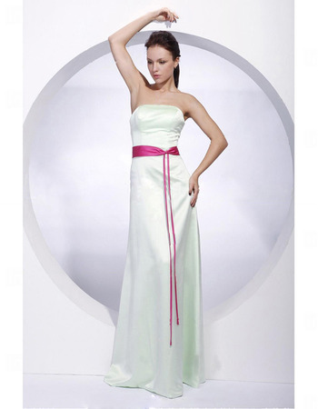 Winter Column Strapless Floor-Length Satin Bridesmaid Dresses