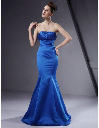 Sexy Trumpet/ Mermaid Strapless Satin Long Winter Bridesmaid Dresses