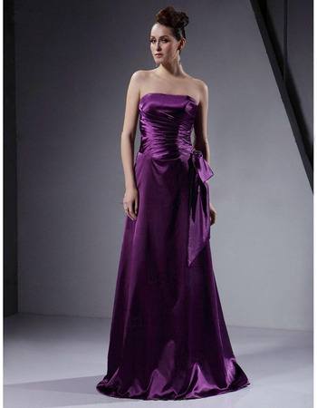 Affordable Strapless Long Elastic Satin Winter Bridesmaid Dresses