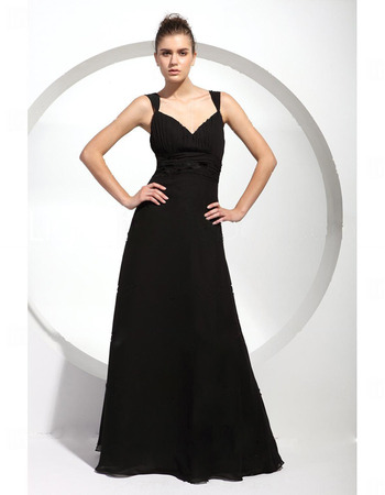 Black Sweetheart Floor-Length Chiffon Bridesmaid/ Wedding Party Dresses