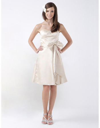 Affordable Short Sweetheart Satin Bridesmaid/ Wedding Party Dresses