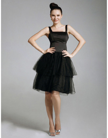 A-Line Square Knee-Length Organza Black Cocktail Dresses inspired by Blair in Gossip Girl