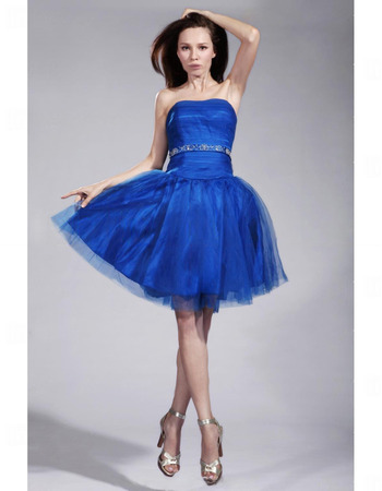 Ball Gown Short Dresses/ Mini Satin Tulle Strapless Prom Homecoming Dresses