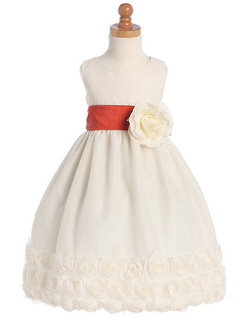 Adorable Tea Length Floral First Communion Dresses with Belts