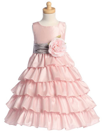 Adorable Princess Layered Skirt Flower Girl Dresses with Belts