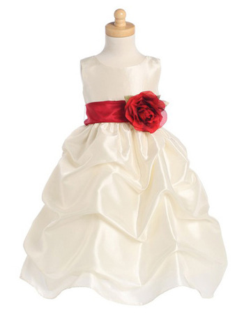 Adorable Taffeta Pick-Up Skirt First Communion Dresses with Belts