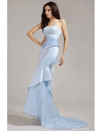 Affordable Mermaid Long Evening Dress/ Elegant Sweetheart Organza Prom Dress