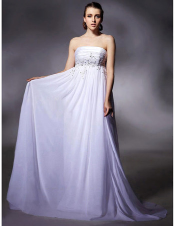 Affordable Empire Chiffon Evening Dress/ Elegant Long White Prom Dress
