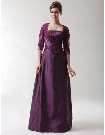 A-Line Long Evening Dress with Jacket/ Strapless Taffeta Prom Dress