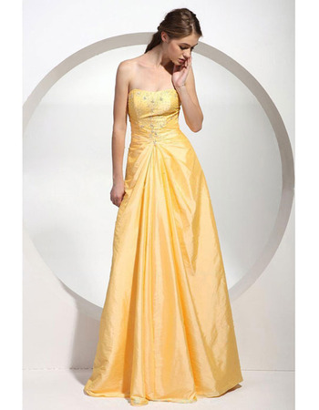 A-Line Sweetheart Floor Length Taffeta Evening/ Prom Dresses