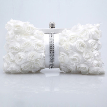 Satin Evening Handbags/ Clutches/ Purses with Flower