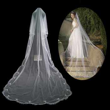 1 Layer Tulle Wedding Veil with Embroidery