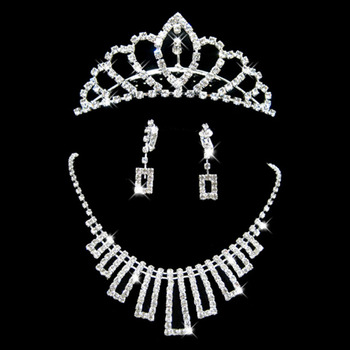 Crystal Earring Necklace Tiara Set Wedding Bridal Jewelry Collection