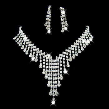 Crystal Earring Necklace Set Wedding Bridal Jewelry Collection