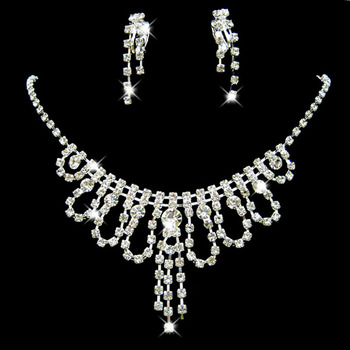 Crystal Earring Necklace Set Wedding Bridal Jewelry Collection