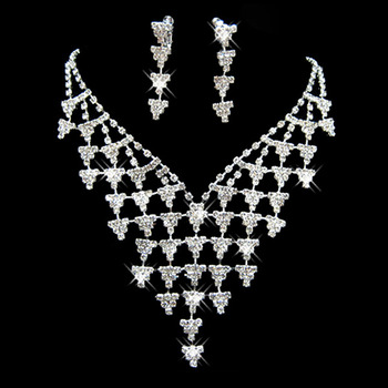 Crystal Earring Necklace Set Wedding Bridal Jewelry Collection