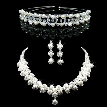 Crystal Earring Necklace Tiara Set Wedding Bridal Jewelry Collection