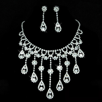 Crystal Earring Necklace Set Wedding Bridal Jewelry Collection