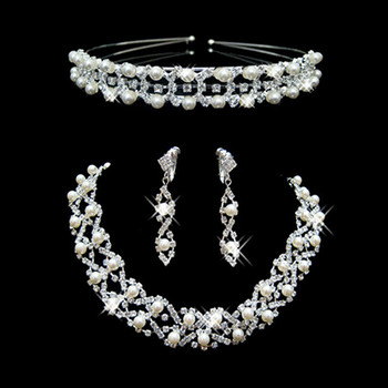 Crystal Earring Necklace Tiara Set Wedding Bridal Jewelry Collection