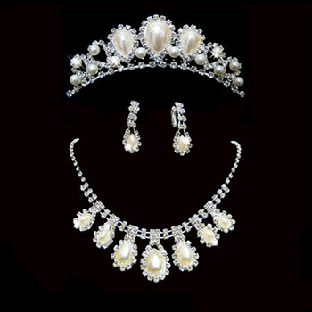 Crystal Earring Necklace Tiara Set Wedding Bridal Jewelry Collection