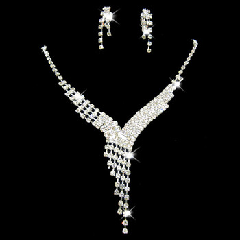 Crystal Earring Necklace Set Wedding Bridal Jewelry Collection