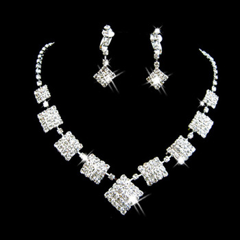 Crystal Earring Necklace Set Wedding Bridal Jewelry Collection