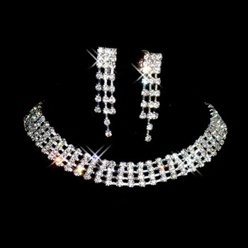 Crystal Earring Necklace Set Wedding Bridal Jewelry Collection