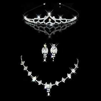 Crystal Earring Necklace Tiara Set Wedding Bridal Jewelry Collection