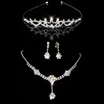 Crystal Earring Necklace Tiara Set Wedding Bridal Jewelry Collection