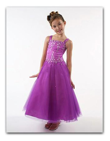 Tulle Lavender Easter Girls Dresses/ Square Beaded Flower Girl Dresses