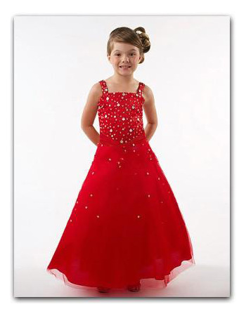 Red Square Easter Girls Dresses/ Beaded Tulle Flower Girl Dresses