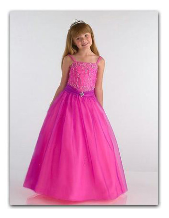 Fuchsia Floor Length Easter Girls Dresses/ Organza Beaded Flower Girl Dresses