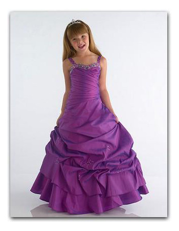 Inexpensive A-Line Floor Length Taffeta Easter/ Flower Girl Dresses