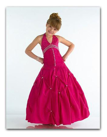 Lovely Fuchsia Easter Girls Dresses/ Halter Gathered Skirt Flower Girl Dresses