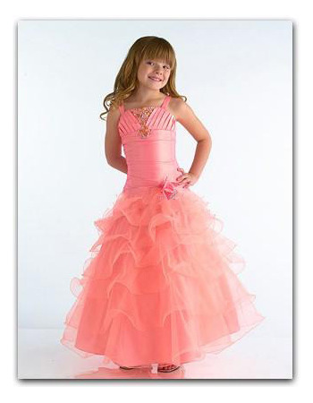 Layered Pink Easter Girls Dresses/ A-Line Pretty Flower Girl Dresses