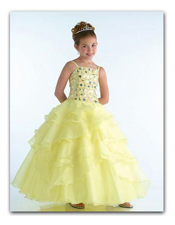 Layered Daffodil Easter Girls Dresses/ Pretty Organza Flower Girl Dresses