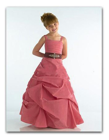 Gathered Skirt Easter Girls Dresses with Sash/ A-Line Taffeta Flower Girl Dresses