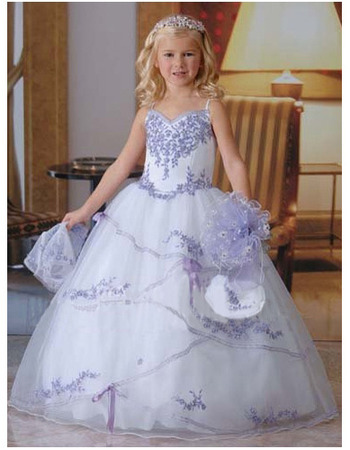 Ball Gown Long Organza Embroidery First Communion Dresses