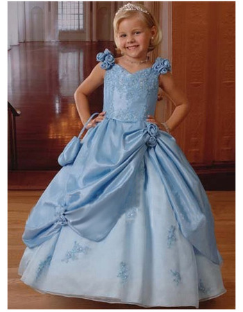 Stunning Ball Gown Floor Length Pick-Up Skirt First Communion Dresses